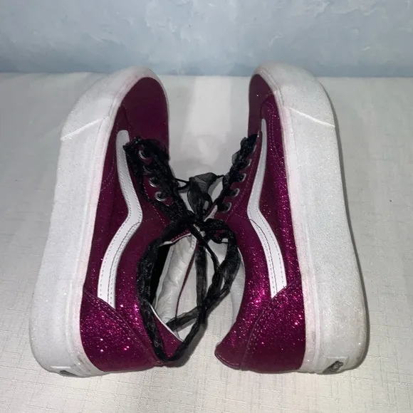 Vans Off The Wall Purple Glitter Platform Sneakers Men’s 8 Women’s 9.5