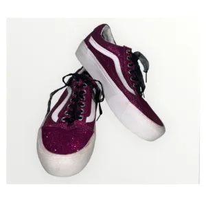 Vans Off The Wall Purple Glitter Platform Sneakers Men’s 8 Women’s 9.5