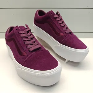 Vans Old Skool Stackform Mono Embroidery Dark Purple Plum Platform Sneakers sz 6