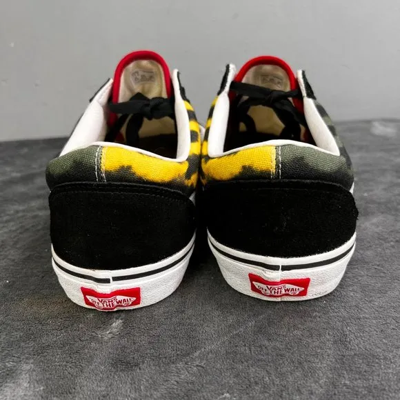 Vans Old Skool Tie Dye Low Top Sneakers 11 Men Gray Yellow Black Barely Worn