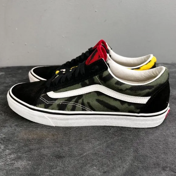 Vans Old Skool Tie Dye Low Top Sneakers 11 Men Gray Yellow Black Barely Worn