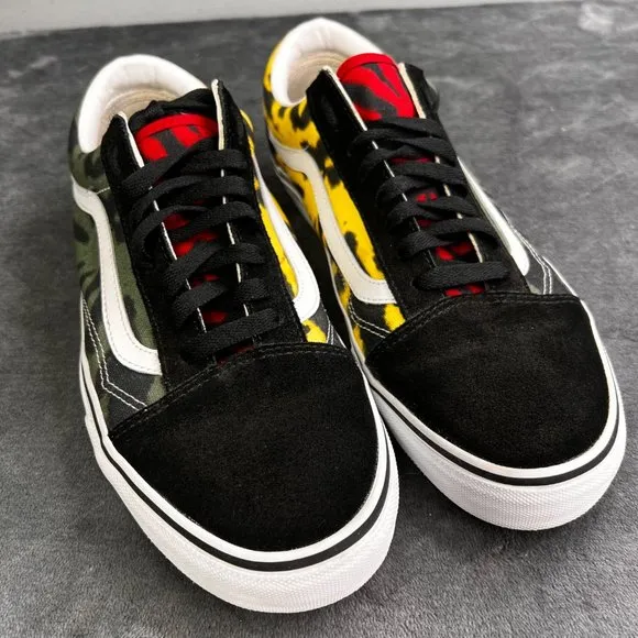 Vans Old Skool Tie Dye Low Top Sneakers 11 Men Gray Yellow Black Barely Worn