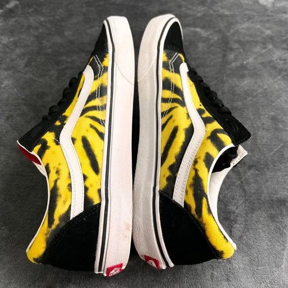 Vans Old Skool Tie Dye Low Top Sneakers 11 Men Gray Yellow Black Barely Worn