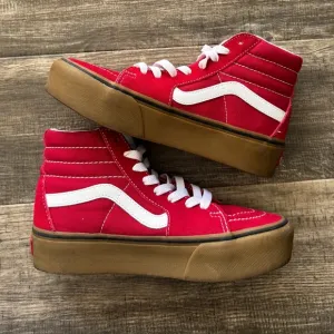 Vans platform Red High-Top Sneakers with White Stripe 5.5