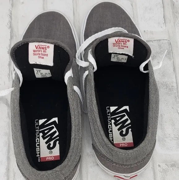 Vans Pro Ultracush Gray Low Top Lace Up Skateboarding Sneakers, Men's 6.5