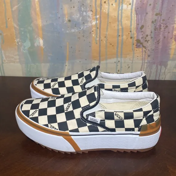 Vans Stacked Checkerboard Platform Slip-On Sneakers Unisex women’s 9.5/ Men’s 8