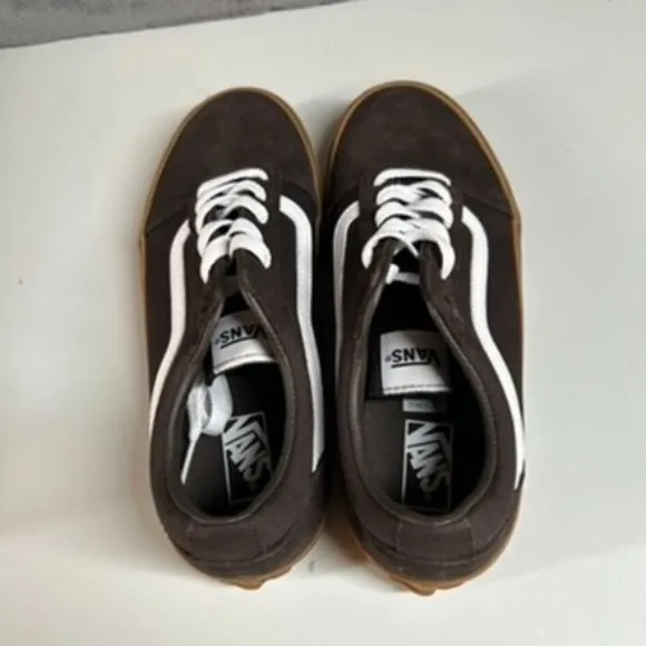 Vans Ward Low-Top Skate Sneakers Brown Gum Sole Low Top Lace Up Kids Size 5Y New