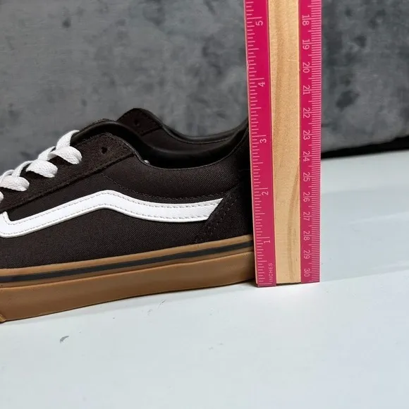Vans Ward Low-Top Skate Sneakers Brown Gum Sole Low Top Lace Up Kids Size 5Y New