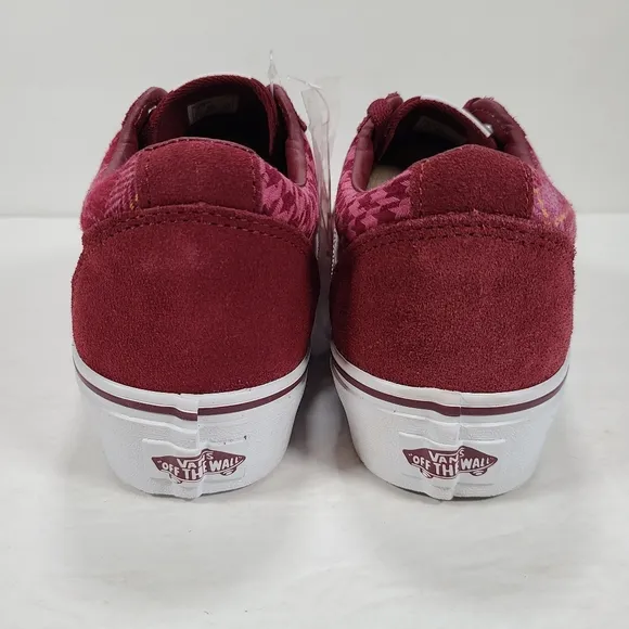 Vans Ward Platform Plaid Mix Port Burgundy Maroon Sneakers Women's Size 8