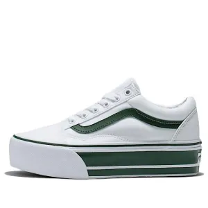 Vans White &amp; Green Old Skool Stackform Sneakers