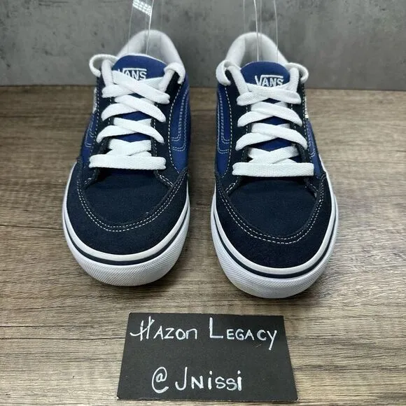 VANS~Boy’s~Bearcat Low Top Black/Blue Skateboarding Sneakers~Size 3.5