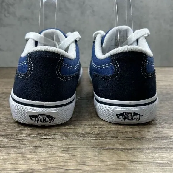 VANS~Boy’s~Bearcat Low Top Black/Blue Skateboarding Sneakers~Size 3.5