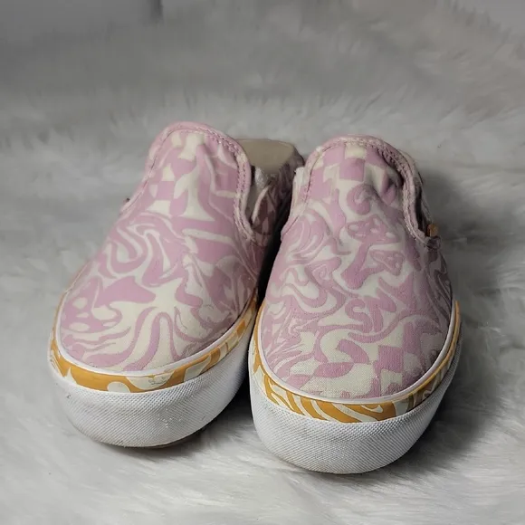 VansVans Platform Mules Womens  Pink/ White Wavy Pink  Slip-On Sneakers 7.5