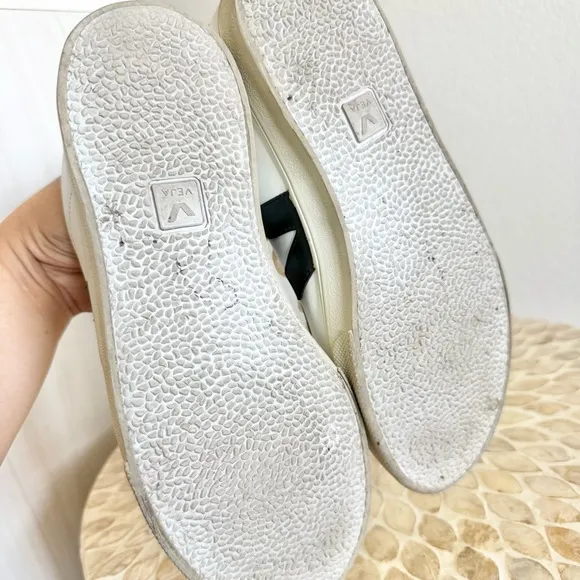 Veja Esplar Logo Leather Low Top White and Black Sneakers 38