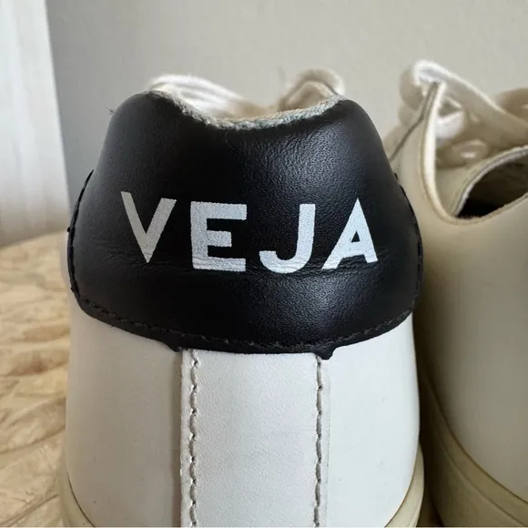 Veja Esplar Logo Leather Low Top White and Black Sneakers 38