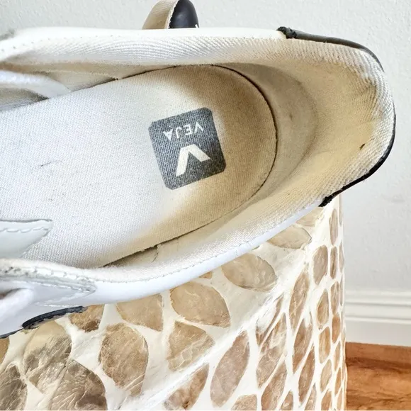 Veja Esplar Logo Leather Low Top White and Black Sneakers 38