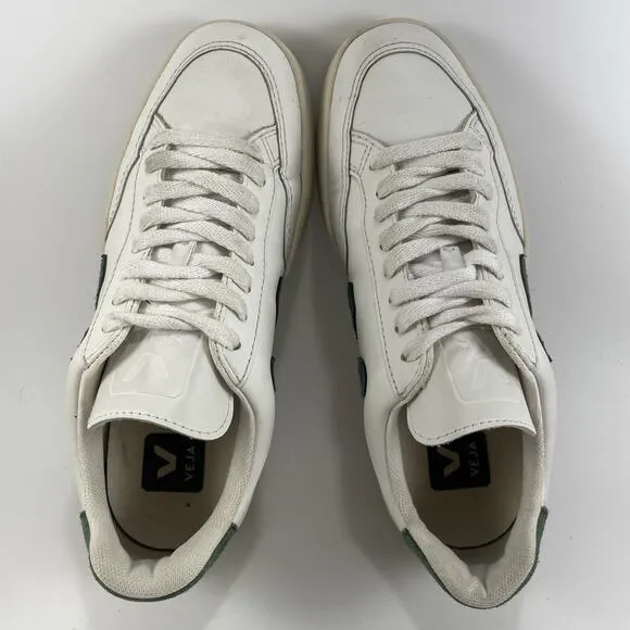 Veja V-12 Casual Sneakers Womens Size 5 White Leather Cyprus Green Low Top