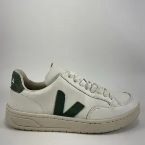 Veja V-12 Casual Sneakers Womens Size 5 White Leather Cyprus Green Low Top