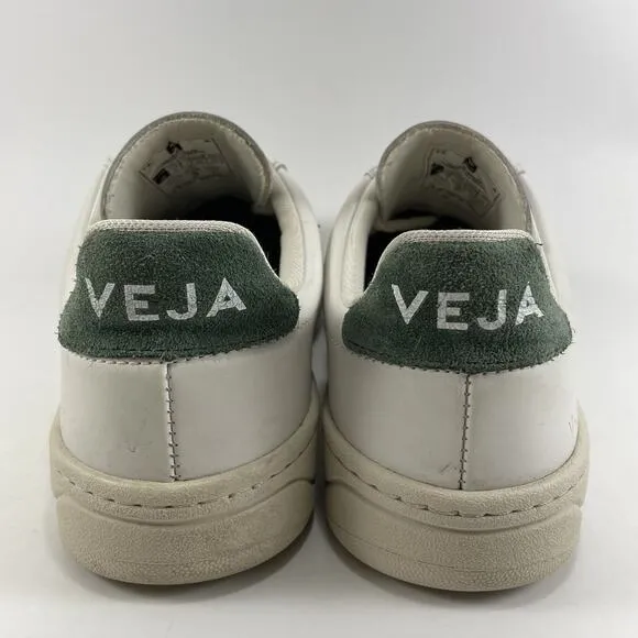 Veja V-12 Casual Sneakers Womens Size 5 White Leather Cyprus Green Low Top