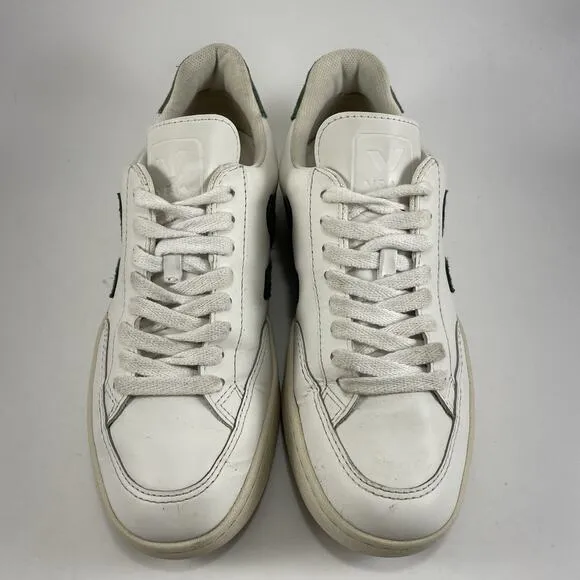 Veja V-12 Casual Sneakers Womens Size 5 White Leather Cyprus Green Low Top