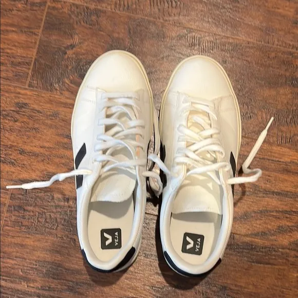 Veja White and Black Low-Top Sneakers