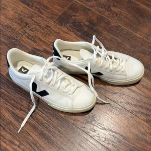 Veja White and Black Low-Top Sneakers