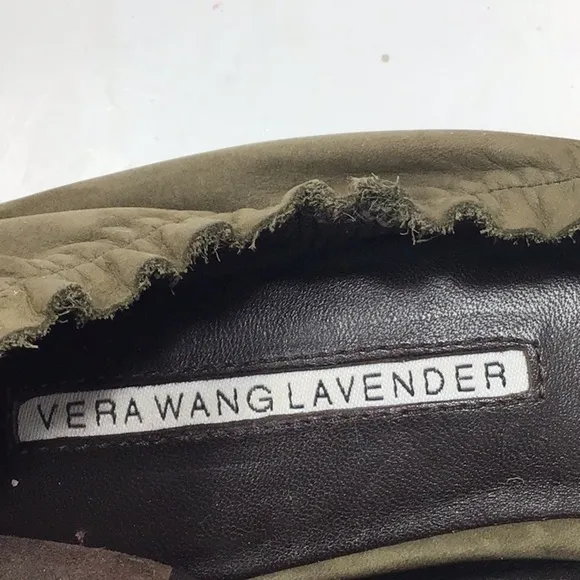 VERA WANG LAVENDER Millie Jewel Olive Suede Flat 7.