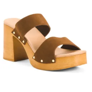 VERDEROSMARINO- Made In Italy Suede Dual Band Heel Sandals