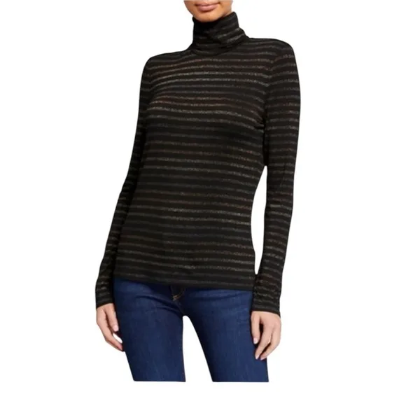 Veronica Beard Audrey Metallic Striped Turtleneck