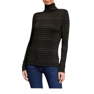 Veronica Beard Audrey Metallic Striped Turtleneck