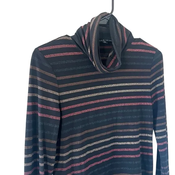 Veronica Beard Audrey Metallic Striped Turtleneck