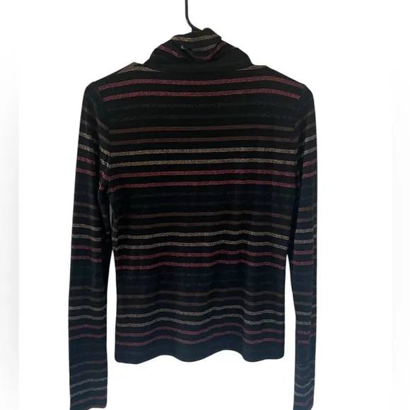 Veronica Beard Audrey Metallic Striped Turtleneck