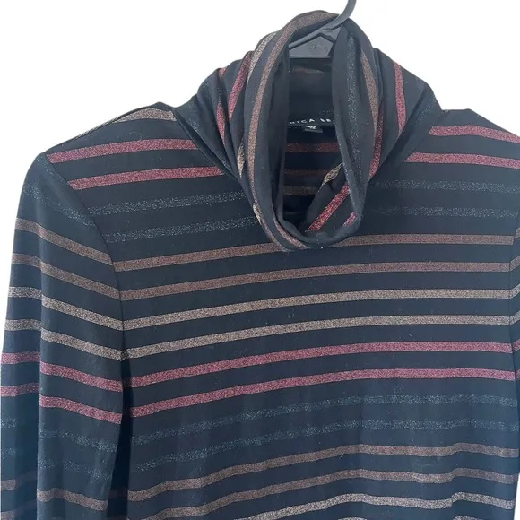 Veronica Beard Audrey Metallic Striped Turtleneck