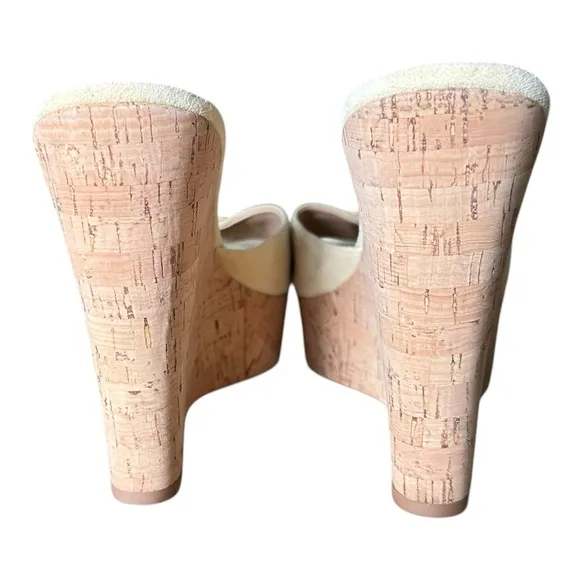 Veronica Beard Dali Wedge Cream Suede Sandals Cork Espadrille Suede Slides 9