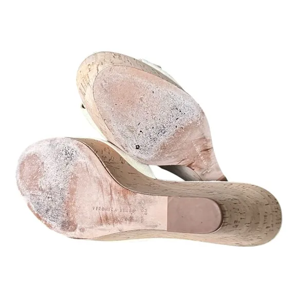 Veronica Beard Dali Wedge Cream Suede Sandals Cork Espadrille Suede Slides 9