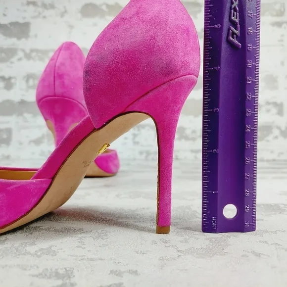 Veronica Beard Gadot Pink Suede Peep Toe Stiletto Heel Pumps D661