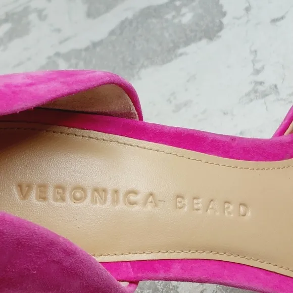 Veronica Beard Gadot Pink Suede Peep Toe Stiletto Heel Pumps D661