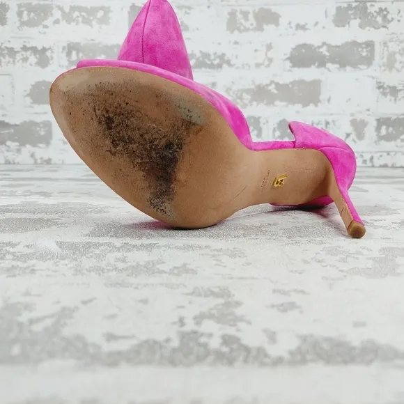 Veronica Beard Gadot Pink Suede Peep Toe Stiletto Heel Pumps D661