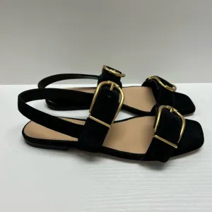 Veronica Beard Maglio Suede Dual-Buckle Sandals, size 9.