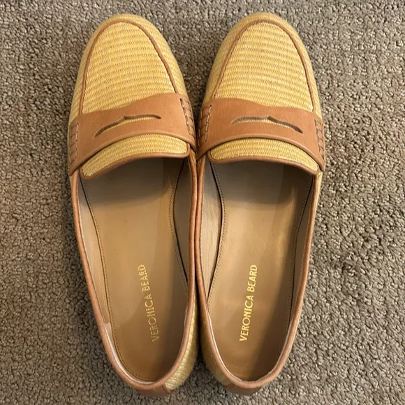 Veronica Beard Raffia Penny Loafers size 8 with Box