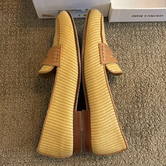 Veronica Beard Raffia Penny Loafers size 8 with Box