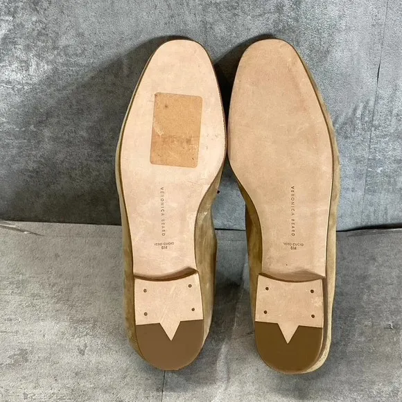 Veronica Beard Women's Tan Leather Round-Toe Woven Anica Loafers SZ 8