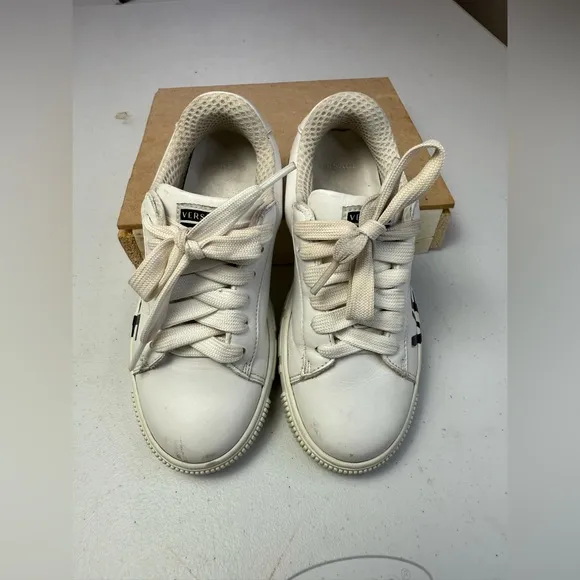 Versace White Leather Greca Sneakers platform Sz 31 / US 13 Kids