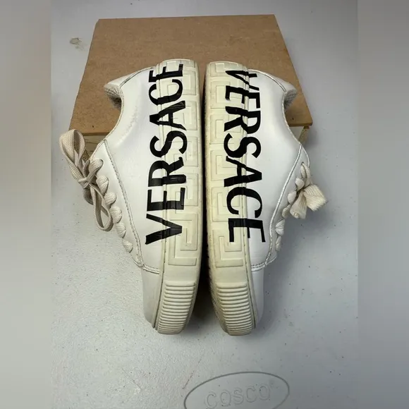 Versace White Leather Greca Sneakers platform Sz 31 / US 13 Kids
