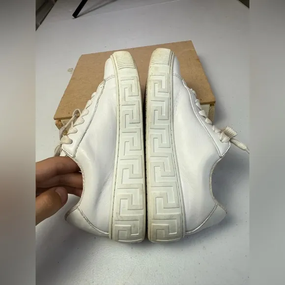 Versace White Leather Greca Sneakers platform Sz 31 / US 13 Kids