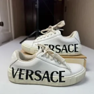 Versace White Leather Greca Sneakers platform Sz 31 / US 13 Kids