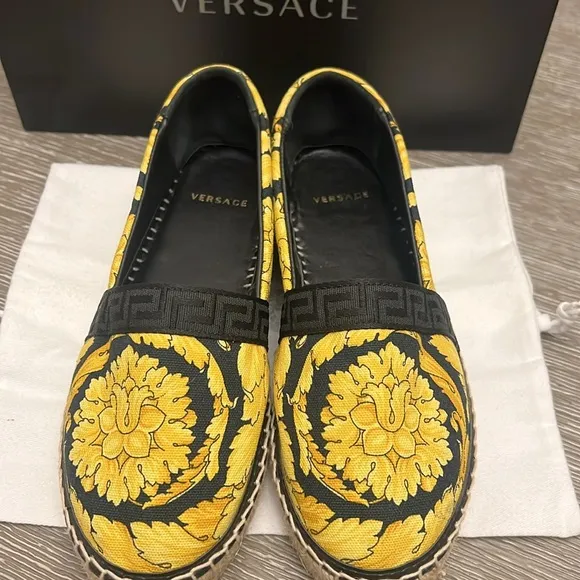 Versace Women's Barocco Print Espadrille Flats