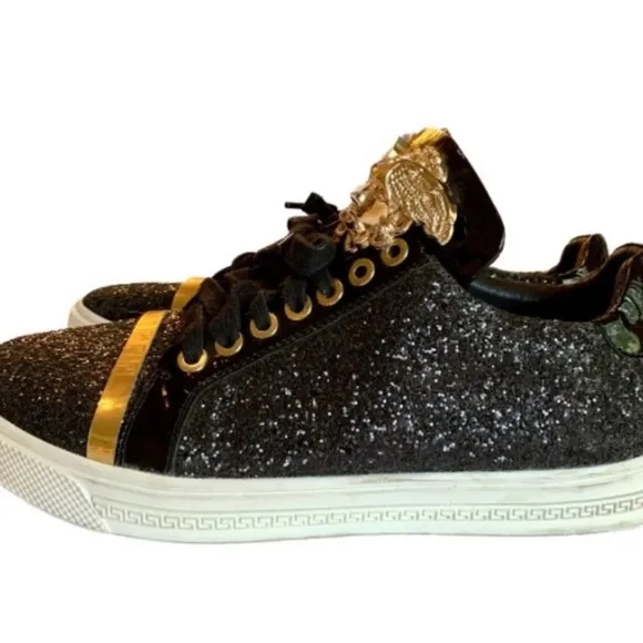 Versace Women's Gold Medusa Sneakers Italian Size 40/US Size 10