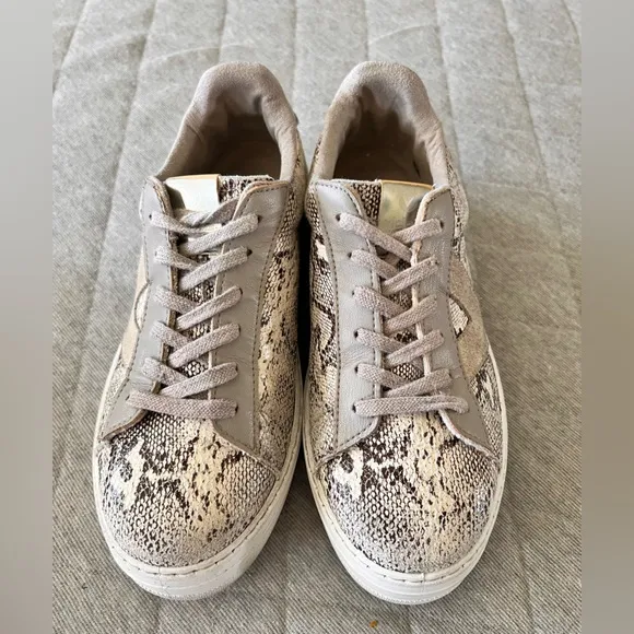 VICTORIA Sz 37 US 6 Snake Print Leather Platform Sneakers Made in Spain Orig$150