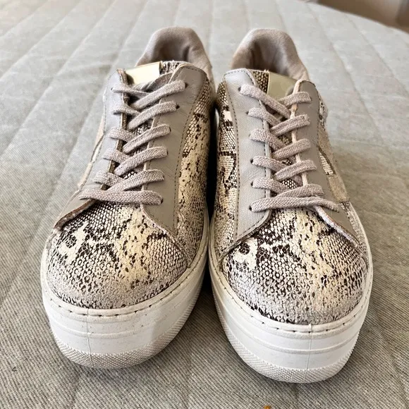 VICTORIA Sz 37 US 6 Snake Print Leather Platform Sneakers Made in Spain Orig$150